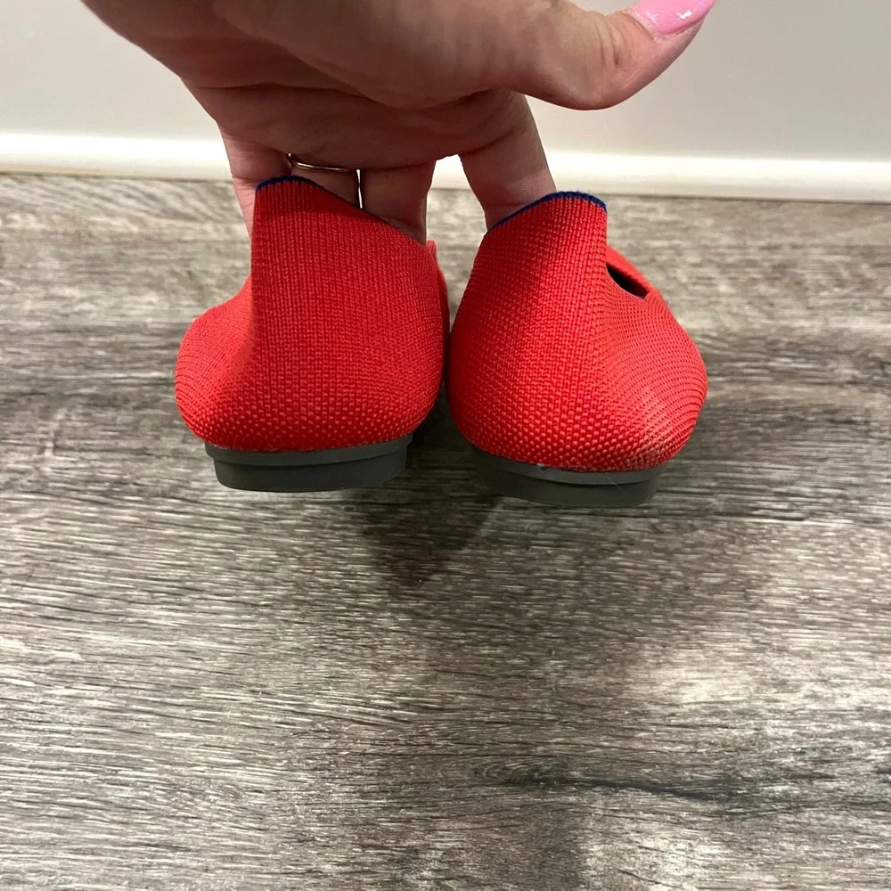 Rothy's Flats Women's 9 The Flat Bright Red Knit Slip On